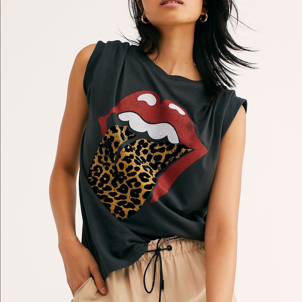 Daydreamer Rolling Stones Leopard Tongue Tee XS